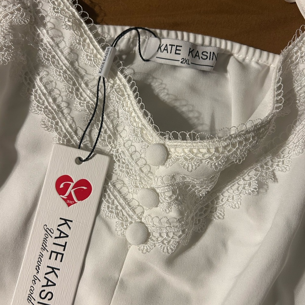 Kate Kasin Women's White Lace Tank Top